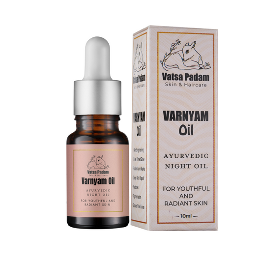 Vatsa Padam Varnyam Ayurvedic Night Oil for skin brightening, dry skin, hair fall, hair growth & glowing face care.