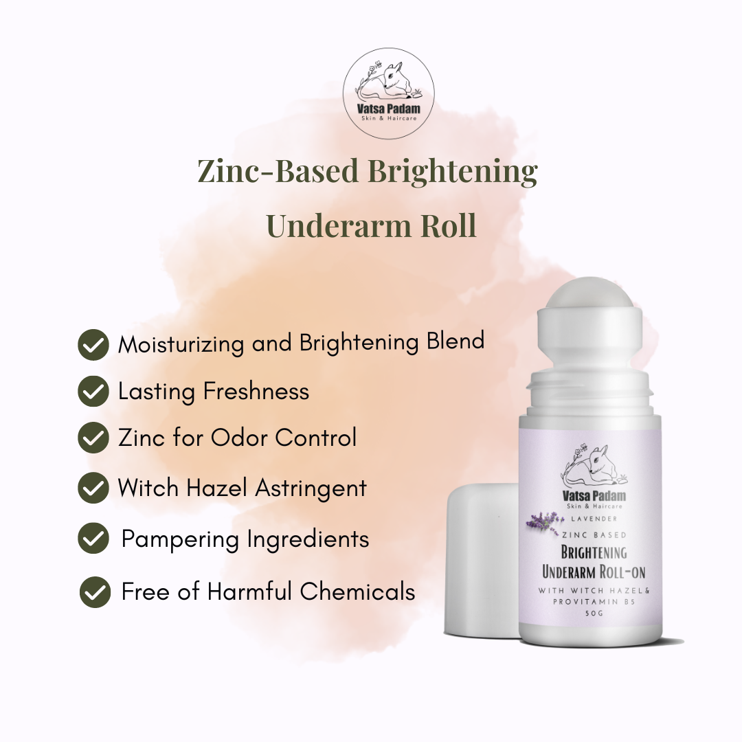 Zinc-Based Brightening Underarm Roll-On Deoderant - Lavender Flavour