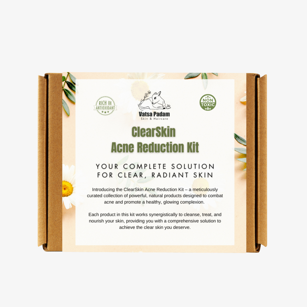 ClearSkin Acne Reduction Kit - complete anti acne facial kit with natural ingredients for clear, radiant skin - organic acne treatment kit by Vatsa Padam