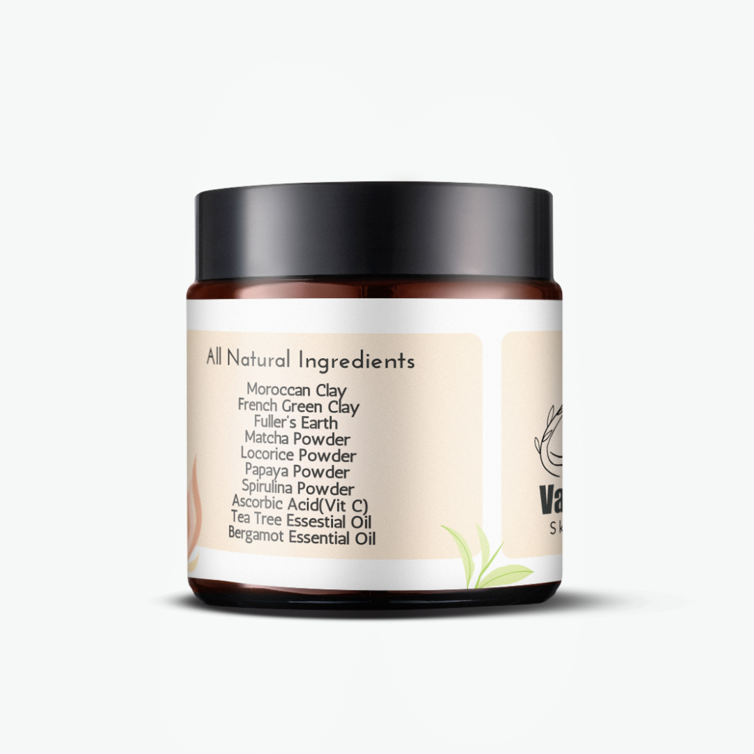Ingredients list of Vitamin C Face Mask showing natural ingredients for skin care