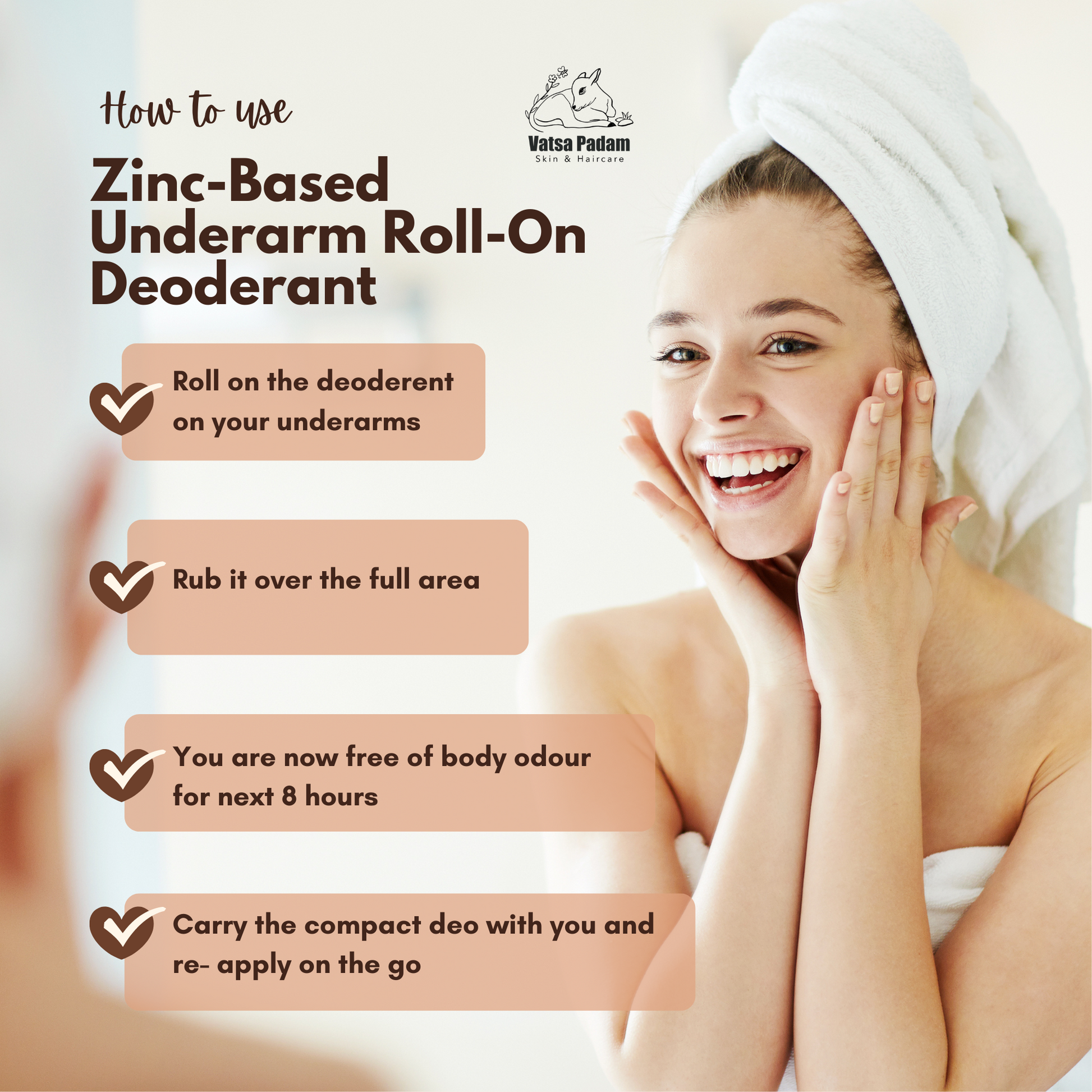 How to use zinc-based underarm roll on deodorant for long-lasting freshness, body odor control, and skin brightening — best underarm roll on for women in India.