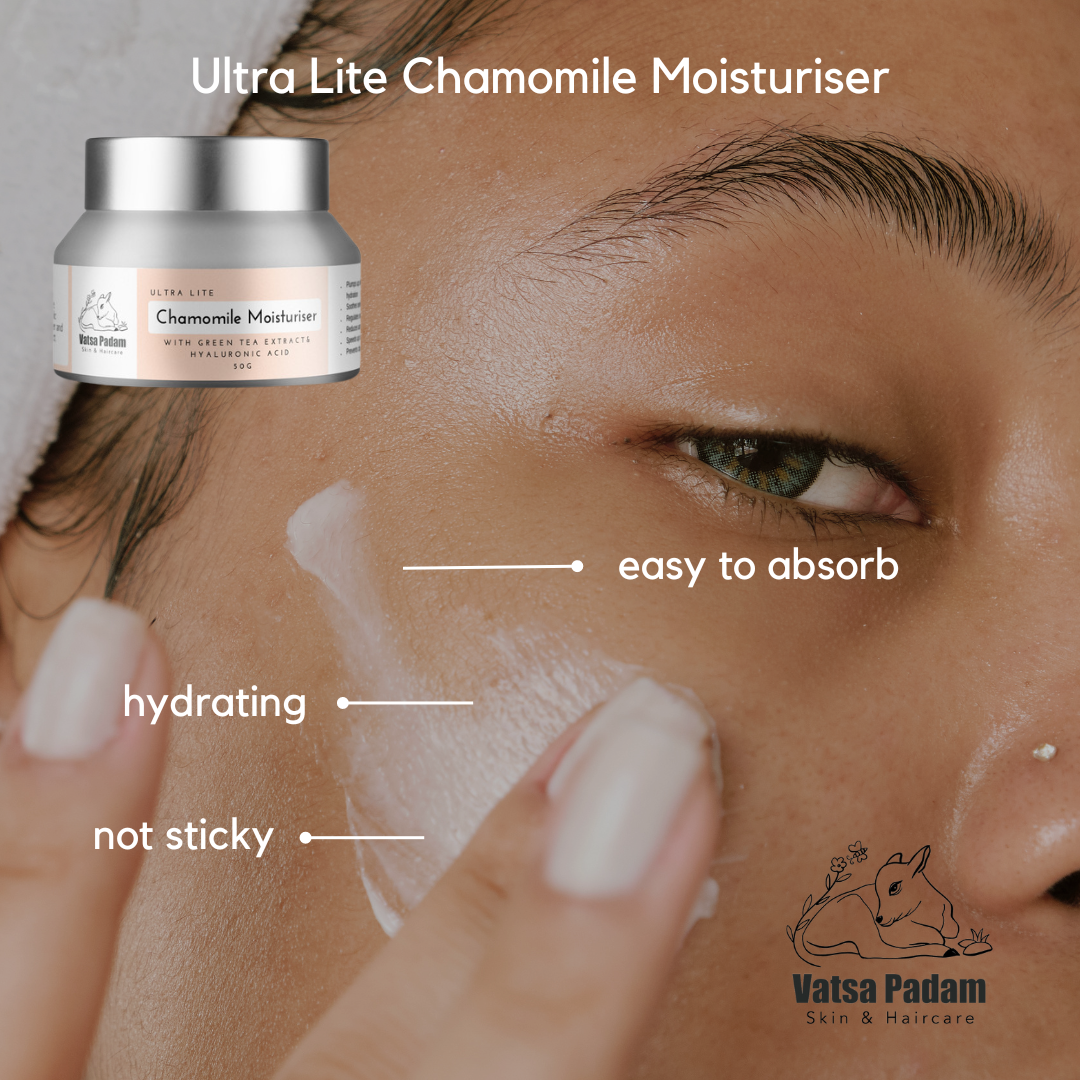 Hydrating Ultra Lite Chamomile Moisturiser for itchy skin - non-sticky chamomile cream that absorbs easily with natural chamomile for skin repair