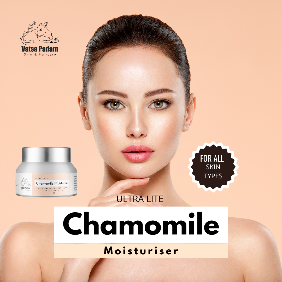 Ultra Lite Chamomile Moisturiser for all skin types - gentle chamomile cream for face with soothing properties for itchy skin and sensitive complexion